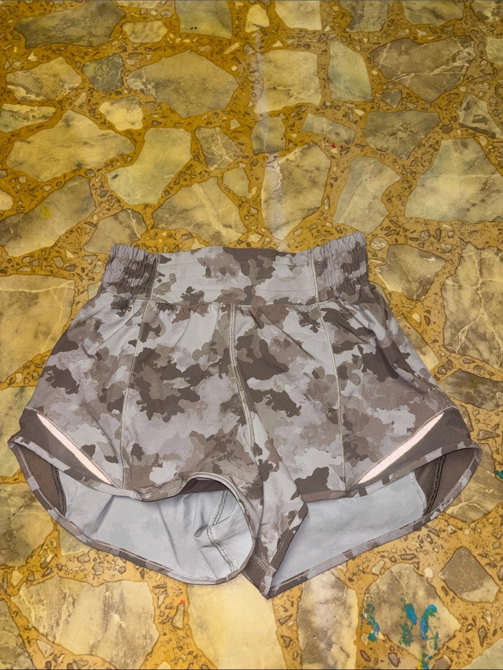 lululemon athletica Gray Camo High-Rise Athletic Shorts